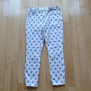 Vineyard Vines White Jeans Blue Fern Print Size 32